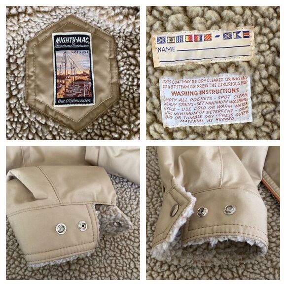 Mighty Mac Out O' Gloucester Beige Faux Shearling Lined Two Way Zip Deck Jacket - Picture 13 of 14